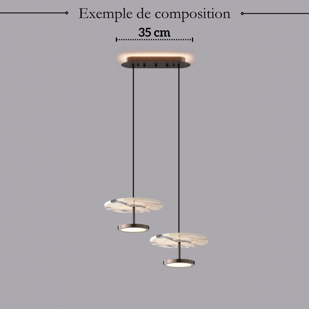 Suspension disque en marbre naturel | Luminaire haut de gamme à LED