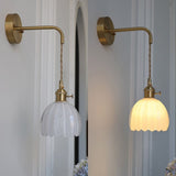 Applique murale vintage en verre nervuré | Luminaire suspendu ou fixe A Blanc