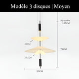 Suspension au design architecturale à disques superposés 3 disques | Moyen / Noir / Blanc neutre