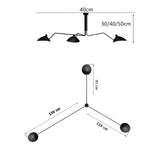 Plafonnier & Applique murale multi bras articulés | Style art nordique Noir / 3 têtes | Grand / Blanc chaud