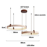 Lustre anneau en pierre naturelle 40 + 50 cm / Blanc chaud