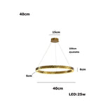 Lustre anneaux martelés dorés | Contemporain & Chic 40 cm / Blanc froid