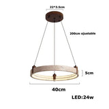Lustre anneau en pierre naturelle 40 cm / Blanc chaud