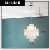 Lustre design en coquillages naturelles Modèle B | 45 cm / Argent