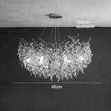 Lustre cascade cristalline doré ou argenté Argent | 45 cm | Rond / Blanc froid