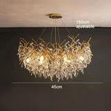Lustre cascade cristalline doré ou argenté Or| 45 cm | Rond / Blanc froid