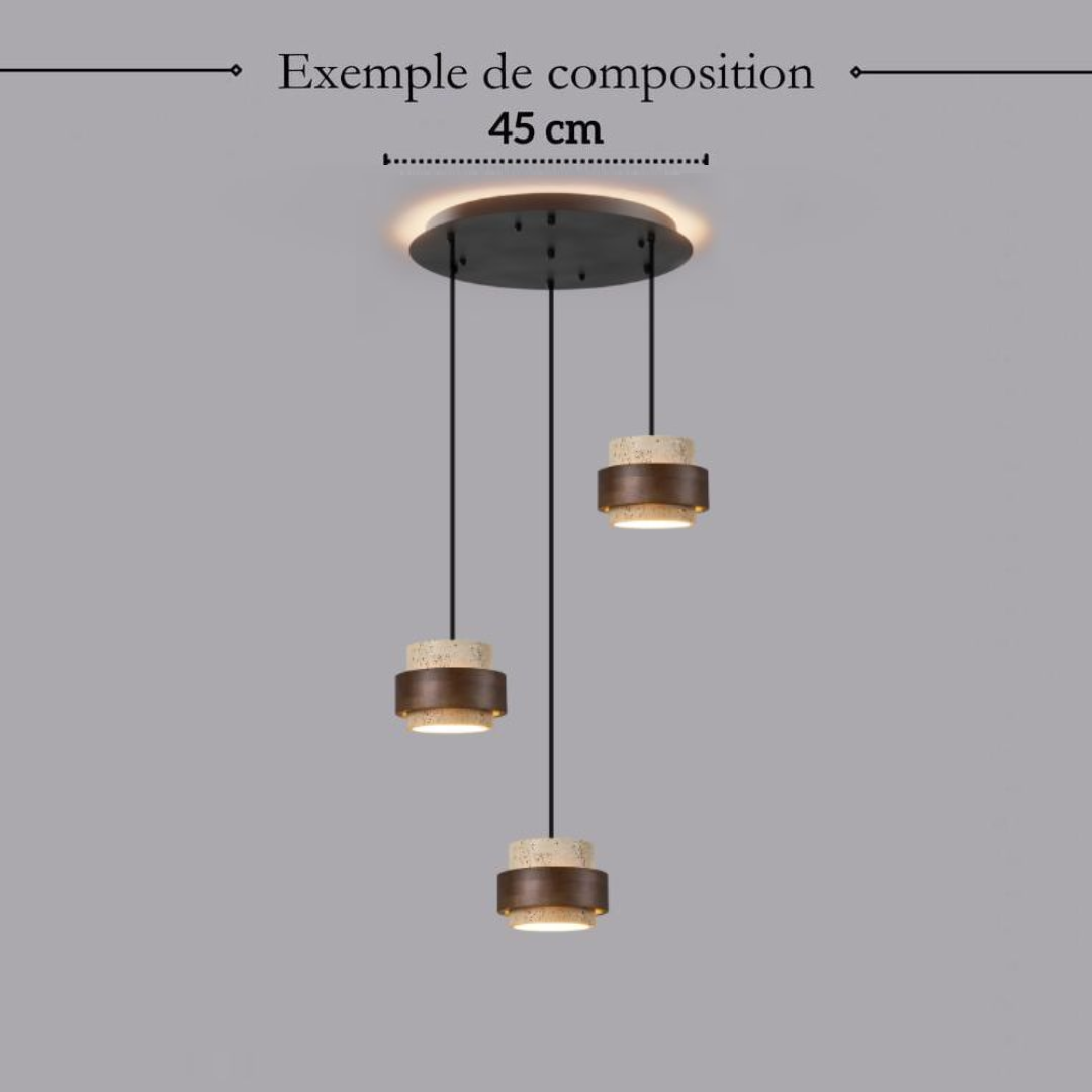 Suspension SATURNE en pierre naturelle et bois | Style scandinave