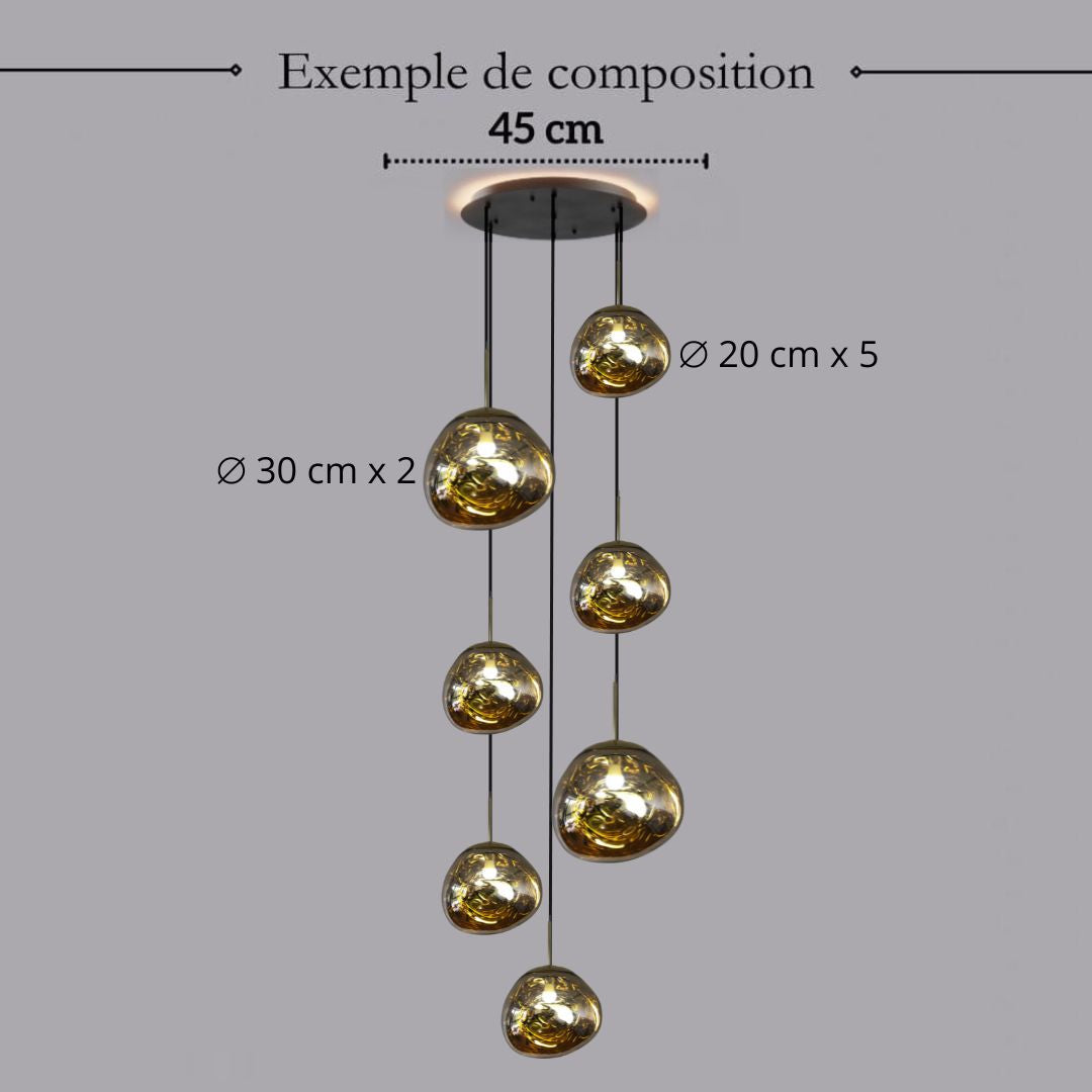 Suspension en verre soufflé style boule de lave | Création modulable