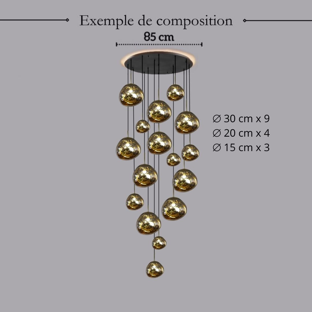 Suspension en verre soufflé style boule de lave | Création modulable