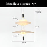 Suspension au design architecturale à disques superposés 4 disques | V2 / Or / Blanc chaud