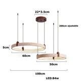 Lustre anneau en pierre naturelle 50 + 60 cm / Blanc chaud