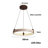 Lustre anneau en pierre naturelle 50 cm / Blanc chaud