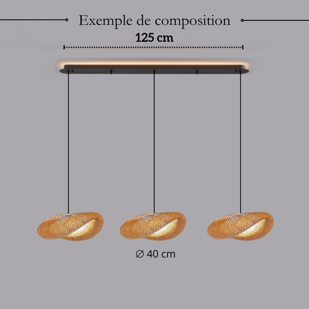 Suspension design en rotin tressé | Forme organique et chaleureuse