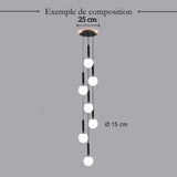 Suspension noir ou doré & boule en verre dépoli