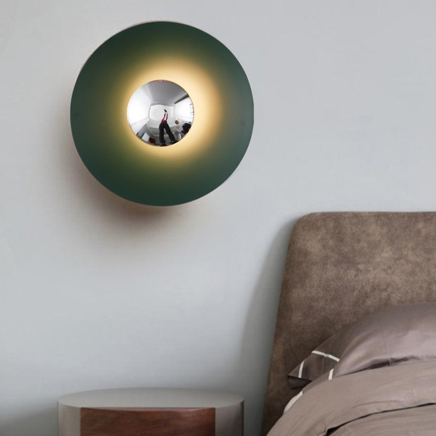 Applique murale circulaire éclipse| Luminaire mural multicolore au style artistique et sculptural 30cm / Vert & Argent