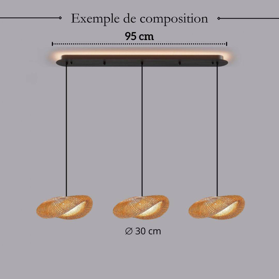 Suspension design en rotin tressé | Forme organique et chaleureuse