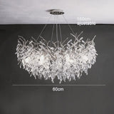 Lustre cascade cristalline doré ou argenté Argent | 60 cm | Rond / Blanc froid