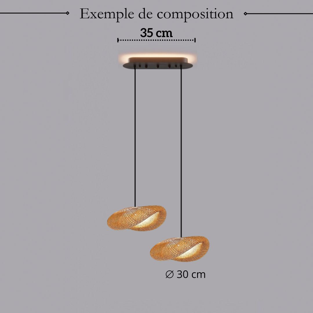 Suspension design en rotin tressé | Forme organique et chaleureuse