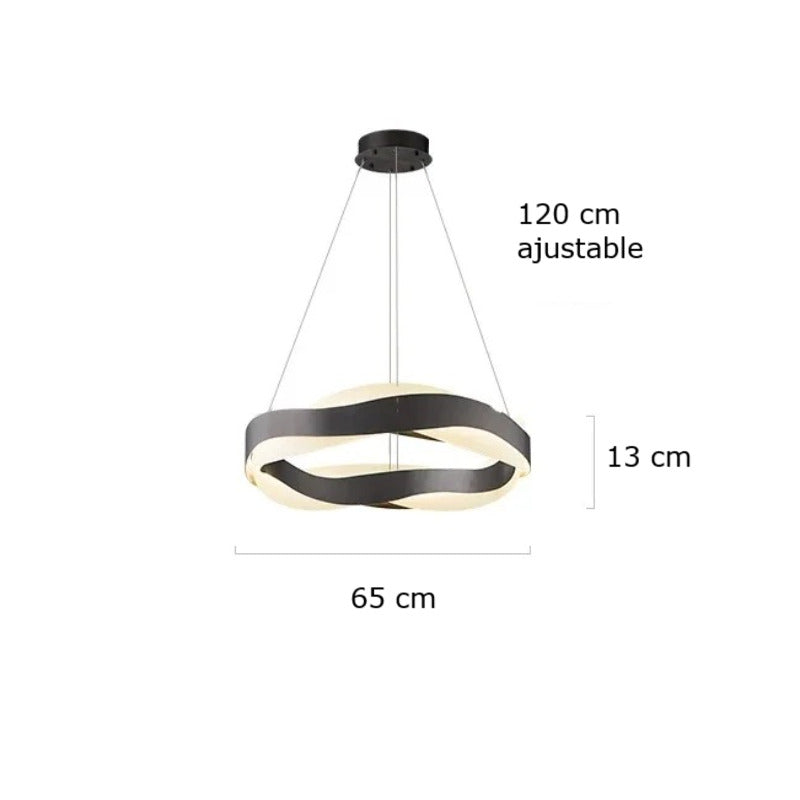 Suspension ruban LED torsadé | Fluidité sculpturale & lumière design 65 cm / Noir / Blanc chaud