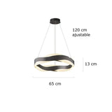 Suspension ruban LED torsadé | Fluidité sculpturale & lumière design 65 cm / Noir / Blanc chaud