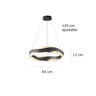 Suspension ruban LED torsadé | Fluidité sculpturale & lumière design 65 cm / Noir / Blanc chaud