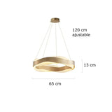 Suspension ruban LED torsadé | Fluidité sculpturale & lumière design 65 cm / Or / Blanc chaud