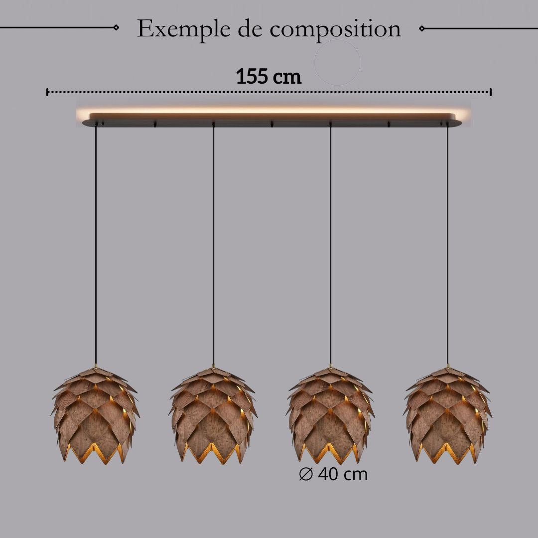 Suspension bois sculpté en forme de pomme de pin | Chic & naturel