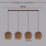 Suspension bois sculpté en forme de pomme de pin | Chic & naturel
