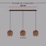 Suspension bois sculpté en forme de pomme de pin | Chic & naturel
