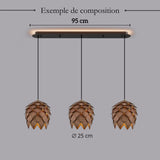 Suspension bois sculpté en forme de pomme de pin | Chic & naturel