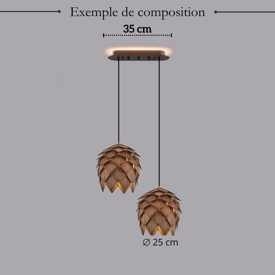 Suspension bois sculpté en forme de pomme de pin | Chic & naturel