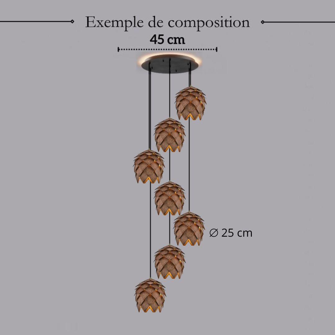Suspension bois sculpté en forme de pomme de pin | Chic & naturel