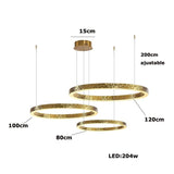 Lustre anneaux martelés dorés | Contemporain & Chic