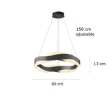 Suspension ruban LED torsadé | Fluidité sculpturale & lumière design 80 cm / Noir / Blanc chaud