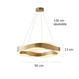 Suspension ruban LED torsadé | Fluidité sculpturale & lumière design 80 cm / Or / Blanc chaud