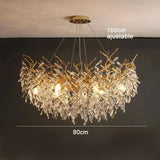 Lustre cascade cristalline doré ou argenté Or| 80 cm | Rond / Blanc froid