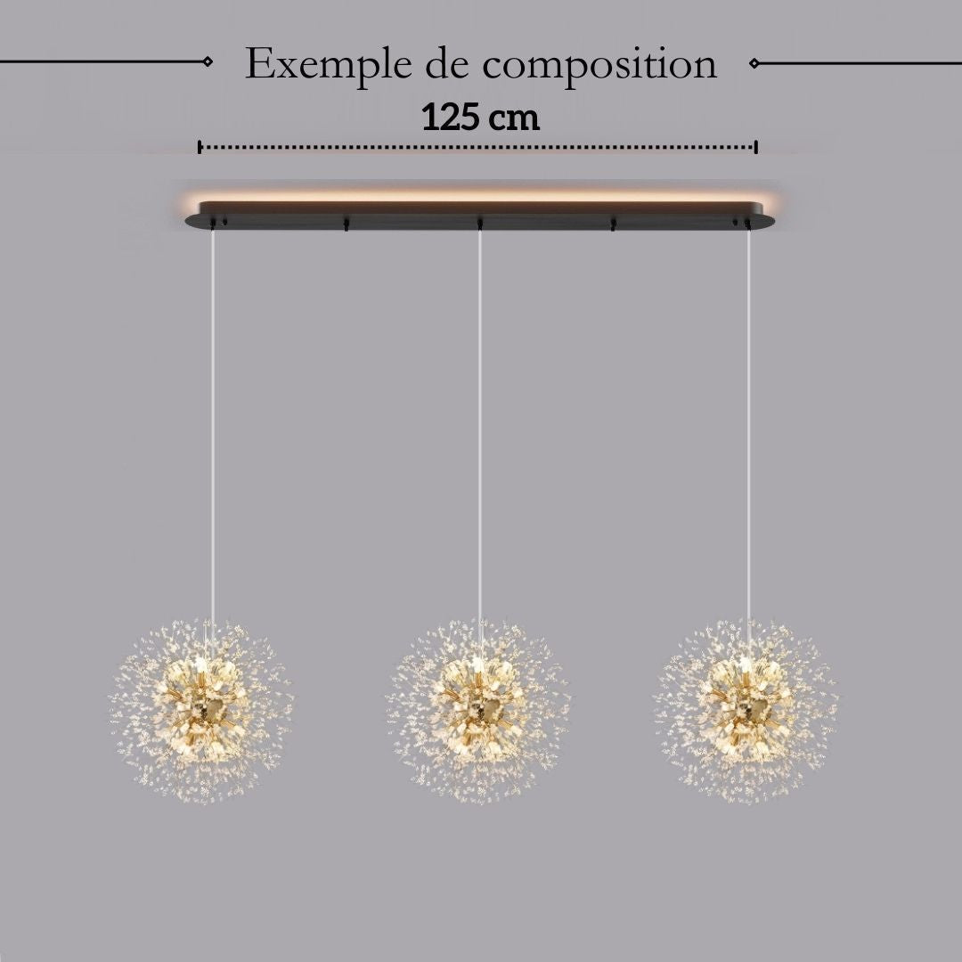 Suspension pissenlit ronde | Métal doré & argenté
