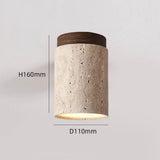 Spot plafond en travertin & bois | Élégance minérale naturelle B / Bois clair / Blanc chaud