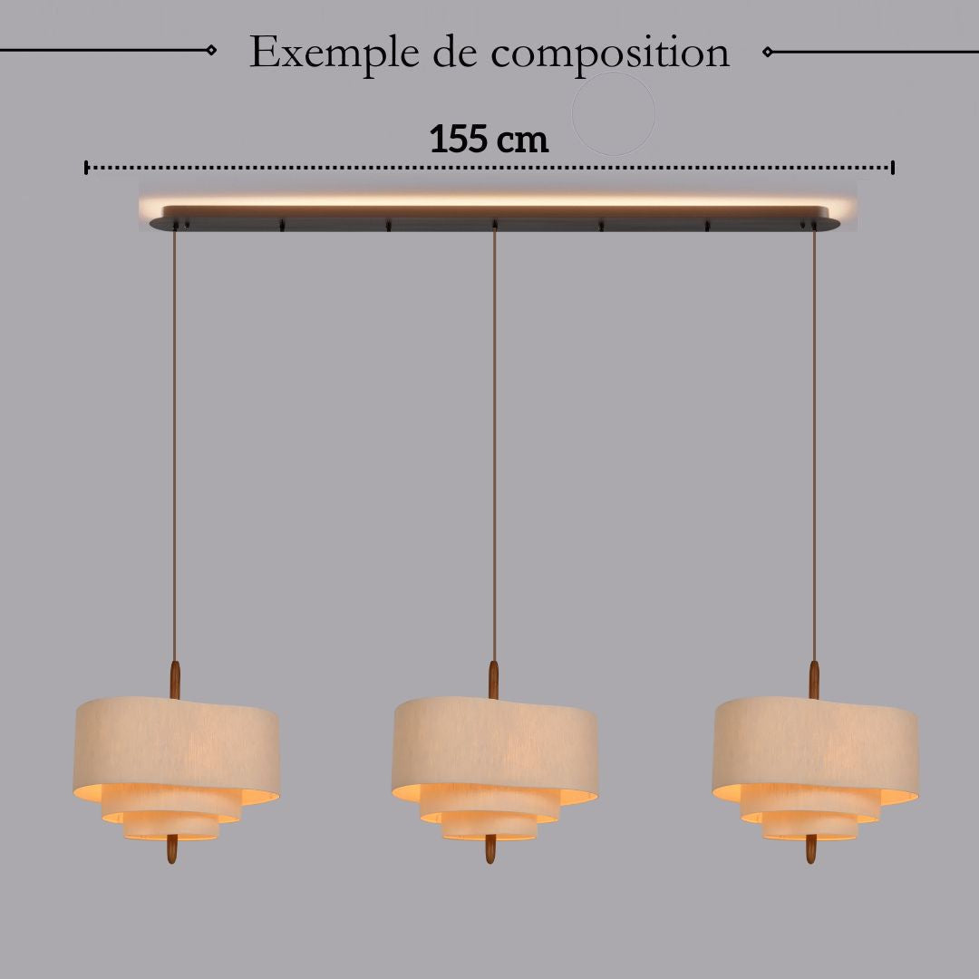 Suspension tissu spirale et bois | Élégance contemporaine