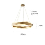 Suspension ruban LED torsadé | Fluidité sculpturale & lumière design 95 cm / Or / Blanc chaud