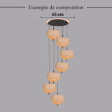 Suspension tissu spirale et bois | Élégance contemporaine