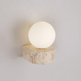 Applique murale globe et pierre naturelle | Luminaire minimaliste au charme brut