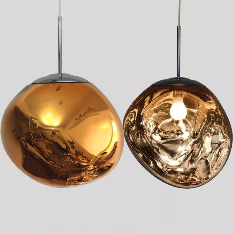 Suspension en verre soufflé style boule de lave | Création modulable 15 cm / PVC / Ambre
