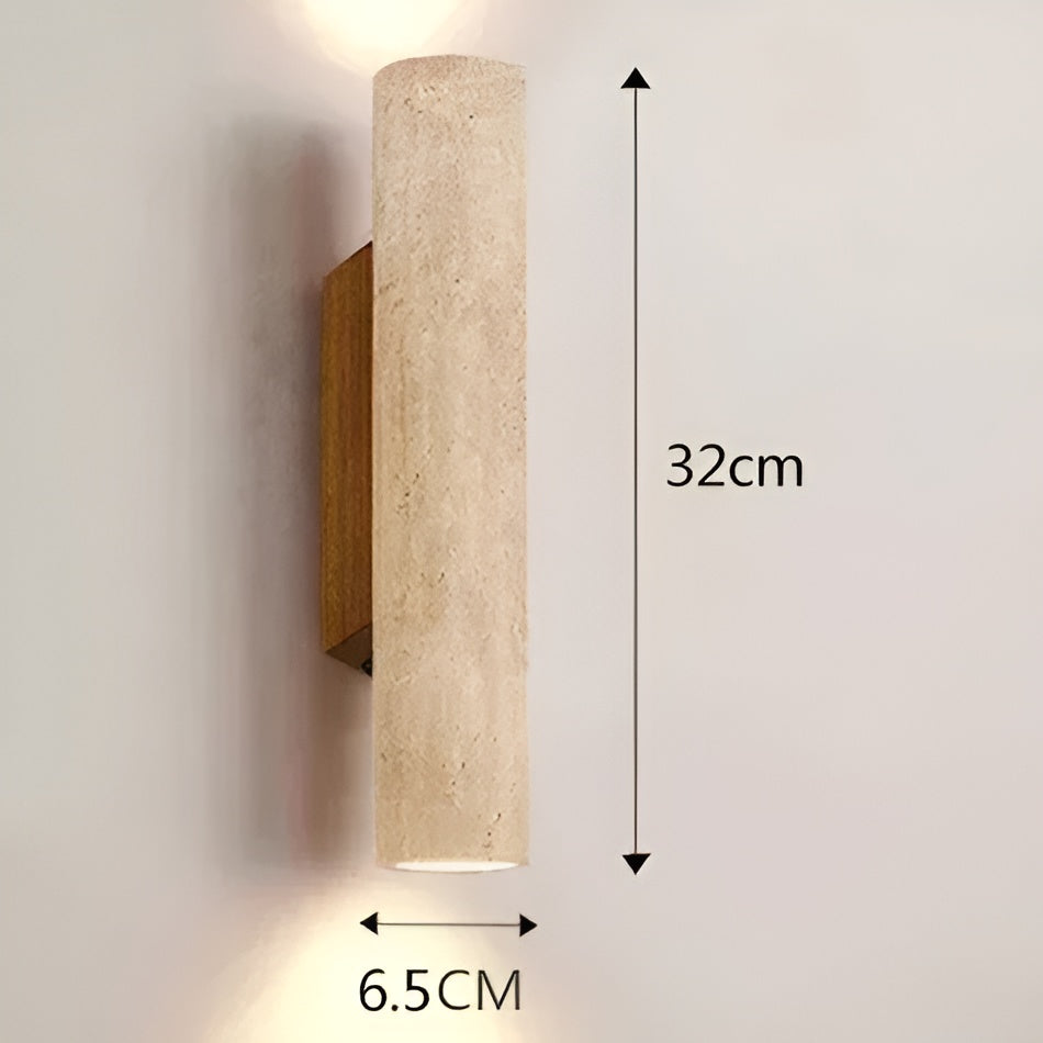 Applique murale cylindre en pierre naturelle | Éclairage doux haut et bas A / XL / Blanc froid