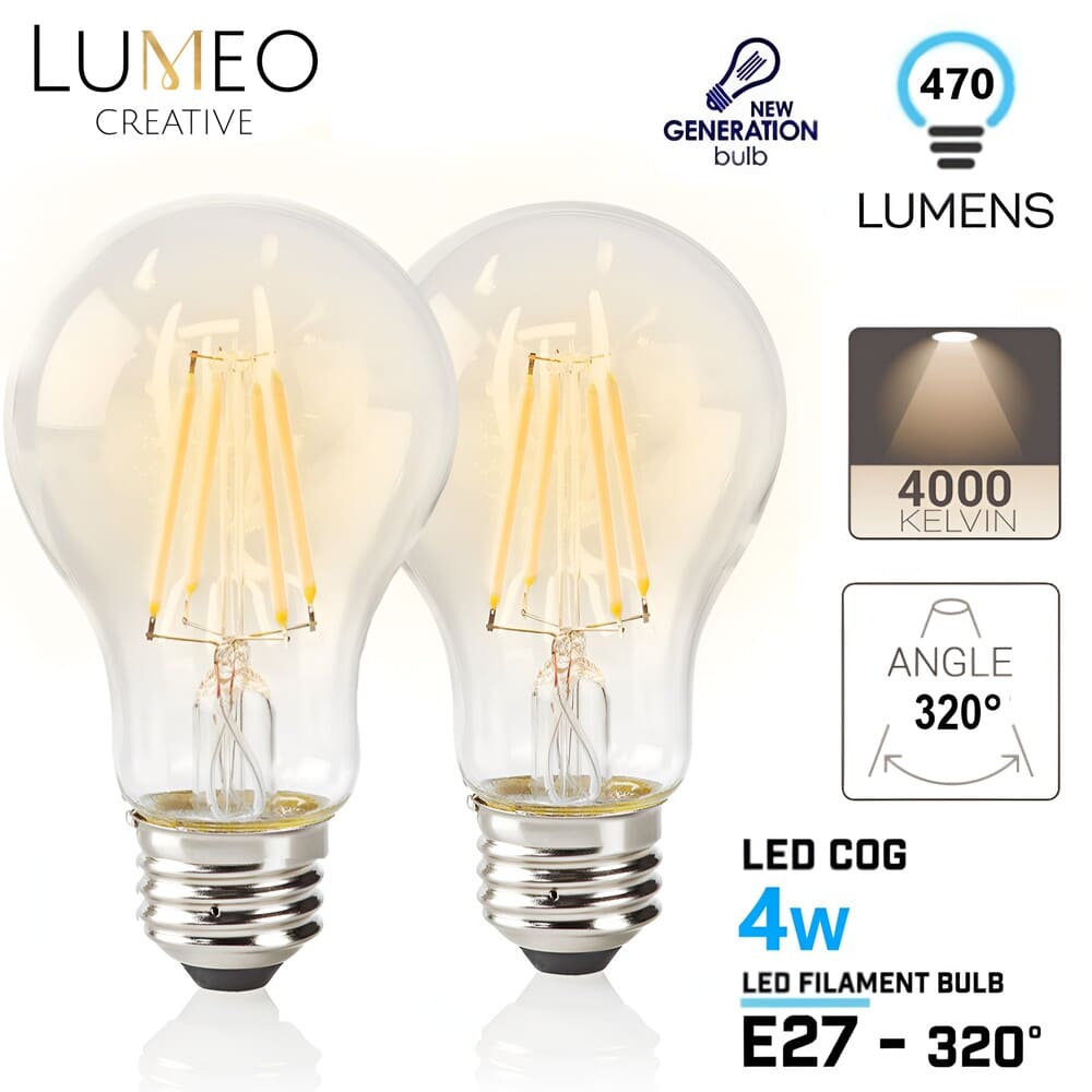 Pack 2 ampoules e27 led 4W blanc neutre