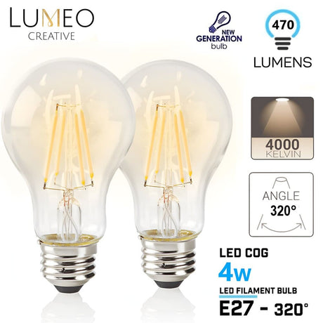 Pack 2 ampoules e27 led 4W blanc neutre