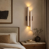 Applique murale travertin & bois | Luminaire en pierre naturelle ORGUE