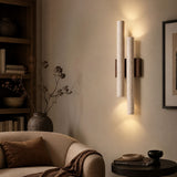 Applique murale travertin & bois | Luminaire en pierre naturelle ORGUE