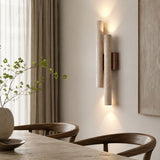Applique murale travertin & bois | Luminaire en pierre naturelle ORGUE