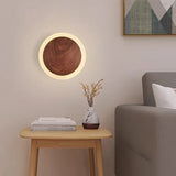 Applique murale bois cercle lumineux | Design chic et naturel